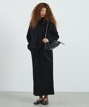 MIXED FABRIC HOODIE AND SKIRT SET