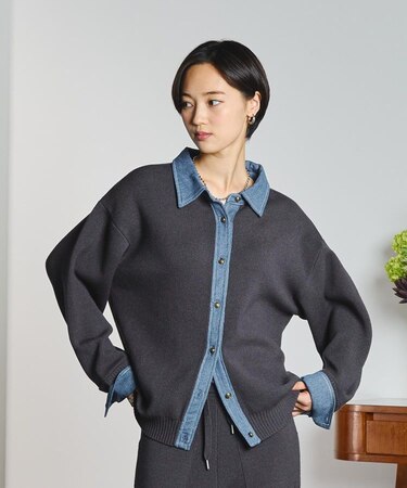 KNIT x DENIM CARDIGAN