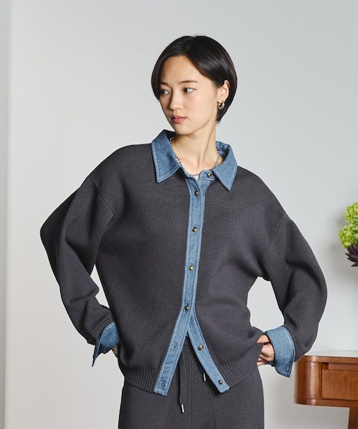 KNIT x DENIM CARDIGAN