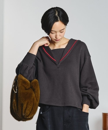SAILOR COLLAR FRENCH TERRY TOP