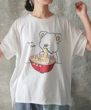 【Hi Hey Hoooo/ハイヘイホー】ラーメン大好きアニマルTシャツ