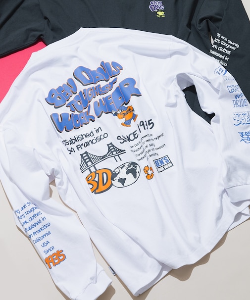 【BEN DAVIS/ベンデイビス】ワイドシルエット 袖プリント ロンT 長袖