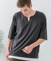【汗染みの目立ちにくいTシャツ ZEROSTAIN】 切り替えデザインTシャツ 防汚 UVカット 綿タッチ・厚手