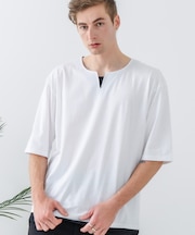 【汗染みの目立ちにくいTシャツ ZEROSTAIN】 切り替えデザインTシャツ 防汚 UVカット 綿タッチ・厚手