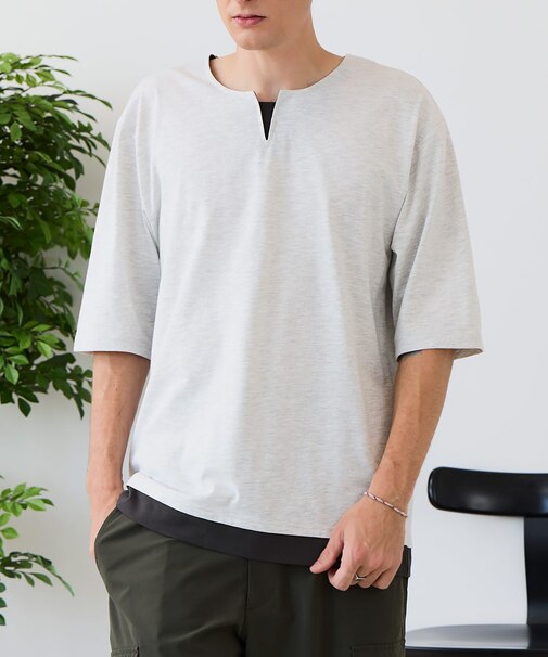 【汗染みの目立ちにくいTシャツ ZEROSTAIN】 切り替えデザインTシャツ 防汚 UVカット 綿タッチ・厚手