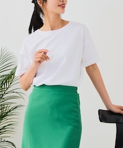 【汗染みの目立ちにくいTシャツ ZEROSTAIN】ロールカフサイドスリットTシャツ 撥水・UVカット機能付き レディース 快適Tシャツ