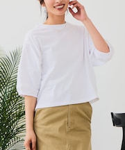 【汗染みの目立ちにくいTシャツ ZEROSTAIN】バルーン袖Tシャツ 撥水・防汚加工 バルーンスリーブ 脇汗対策 大人カジュアル