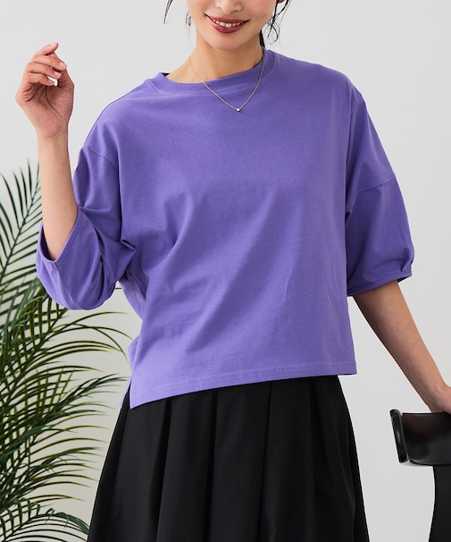 【汗染みの目立ちにくいTシャツ ZEROSTAIN】バルーン袖Tシャツ 撥水・防汚加工 バルーンスリーブ 脇汗対策 大人カジュアル