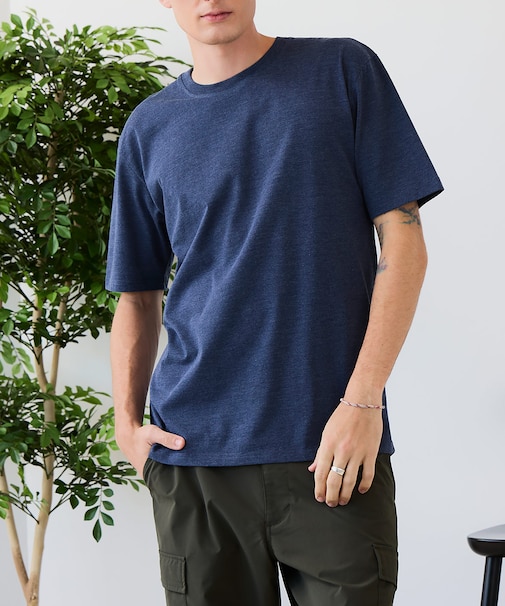 【汗染みの目立ちにくいTシャツ ZEROSTAIN】クルーネックTシャツ 綿タッチ ヘビーウェイト感 防汚・撥水 吸汗速乾 UVカット