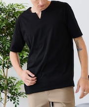 【汗染みの目立ちにくいTシャツ ZEROSTAIN】キーネックTシャツ 防汚 ＵＶカット 綿タッチ・厚手