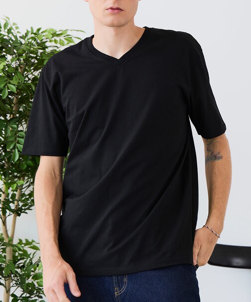 【汗染みの目立ちにくいTシャツ ZEROSTAIN/】VネックTシャツ 防汚 UVカット 綿タッチ・厚手