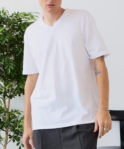 【汗染みの目立ちにくいTシャツ ZEROSTAIN/】VネックTシャツ 防汚 UVカット 綿タッチ・厚手