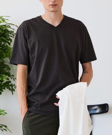 【汗染みの目立ちにくいTシャツ ZEROSTAIN/】VネックTシャツ 防汚 UVカット 綿タッチ・厚手