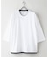 【汗染みの目立ちにくいTシャツ ZEROSTAIN】フェイクレイヤード ビッグシルエット キーネック クルーネック 7分袖Tシャツ 防汚 ＵＶカット 綿タッチ・厚手