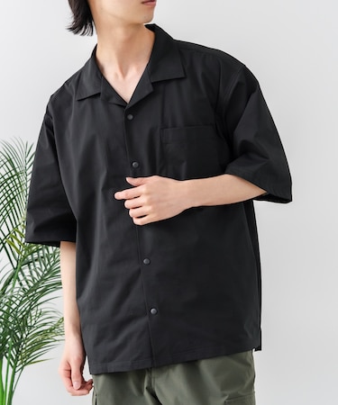 【BLUE STANDARD/ブルースタンダード】【抜群の通気性と軽さを実現！新素材エアースルーテック】オープンカラーシャツ 開襟シャツ 吸水速乾 軽量 全方向ストレッチ メッシュ素材
