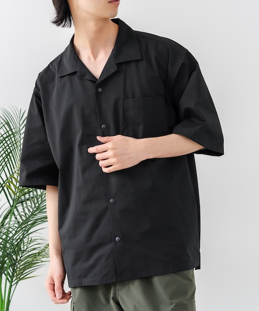 【BLUE STANDARD/ブルースタンダード】【抜群の通気性と軽さを実現！新素材エアースルーテック】オープンカラーシャツ 開襟シャツ 吸水速乾 軽量 全方向ストレッチ メッシュ素材