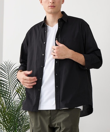 【BLUE STANDARD/ブルースタンダード】【抜群の通気性と軽さを実現!新素材エアースルーテック】7分袖シャツ 通気性 吸水速乾 軽量 全方向ストレッチ メッシュ素材 ビズ オフィスカジュアルスタイル