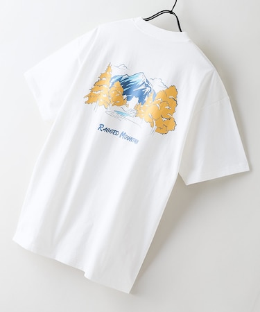 【RAGGED MOUNTAIN】BETHEL/べテル オーバーサイズT グラフィックＴシャツ ルーズシルエット バックプリント アウトドア キャンプ