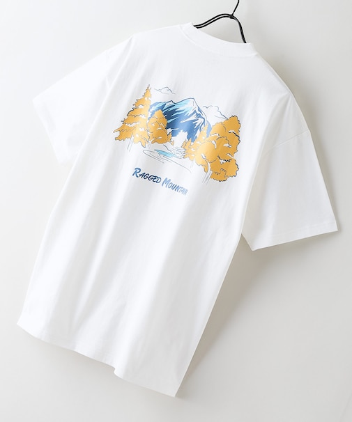 【RAGGED MOUNTAIN】BETHEL/べテル オーバーサイズT グラフィックＴシャツ ルーズシルエット バックプリント アウトドア キャンプ