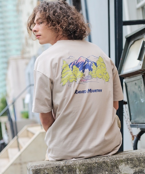 【RAGGED MOUNTAIN】BETHEL/べテル オーバーサイズT グラフィックＴシャツ ルーズシルエット バックプリント アウトドア キャンプ