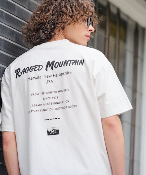 【RAGGED MOUNTAIN】【背中で見せるバックプリント】ALITON/アリトン ビッグT バックプリントＴシャツ ルーズシルエット ストリート アウトドア 綿100%