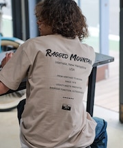 【RAGGED MOUNTAIN】【背中で見せるバックプリント】ALITON/アリトン ビッグT バックプリントＴシャツ ルーズシルエット ストリート アウトドア 綿100%