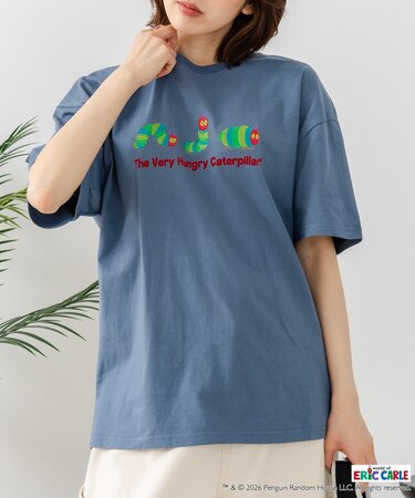 【はらぺこあおむし/The Very Hungry Caterpillar】【コットン100%のしっかりした生地 ドロップショルダー】オリジナルデザイン 刺繍Tシャツ エリック・カール 絵本 キャラクター グッズ ユニセックス