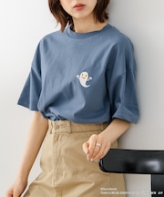【ねないこだれだ】【コットン100％のしっかりした生地 ドロップショルダー】オリジナルデザイン 刺繍Tシャツ せなけいこ 絵本 コラボ キャラクター 半袖 ユニセックス おばけ グッズ かわいい
