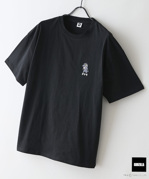 【GODZILLA/ゴジラ】オリジナルデザイン 刺繍Tシャツ【コットン100%のしっかりした生地 ドロップショルダー】 ゴジラ キングギドラ メカゴジラ コラボ 特撮 映画 キャラT オーバーサイズ