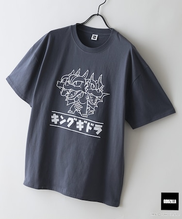 【GODZILLA/ゴジラ】オリジナルデザイン 刺繍Tシャツ【コットン100%のしっかりした生地 ドロップショルダー】 ゴジラ キングギドラ メカゴジラ コラボ 特撮 映画 キャラT オーバーサイズ