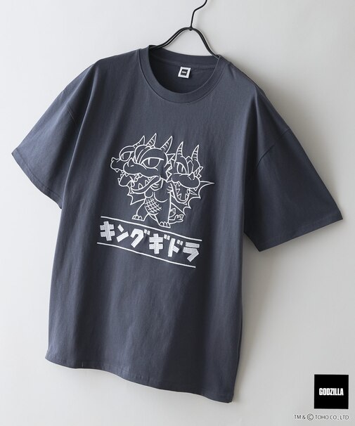 【GODZILLA/ゴジラ】オリジナルデザイン 刺繍Tシャツ【コットン100%のしっかりした生地 ドロップショルダー】 ゴジラ キングギドラ メカゴジラ コラボ 特撮 映画 キャラT オーバーサイズ