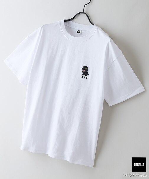 【GODZILLA/ゴジラ】オリジナルデザイン 刺繍Tシャツ【コットン100％のしっかりした生地 ドロップショルダー】 ゴジラ キングギドラ メカゴジラ コラボ 特撮 映画 キャラT オーバーサイズ