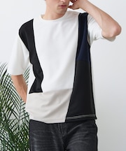 【BLUE STANDARD】ドライリップル 切り替えデザインTシャツ 吸水速乾 ストレッチ イージーケア さらさら快適 カットソー