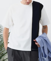 【BLUE STANDARD】ドライリップル 切り替えデザインTシャツ 吸水速乾 ストレッチ イージーケア さらさら快適 カットソー