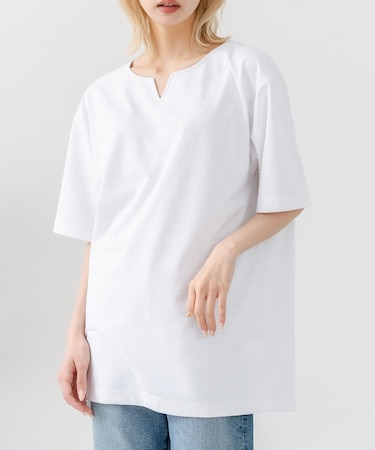 【HEAT BLOCKER/ヒートブロッカー】【まるで着る日傘！遮熱＆UVカット】コットンライク キーネックTシャツ 吸水速乾 アンチピリング イージーケア ユニセックス