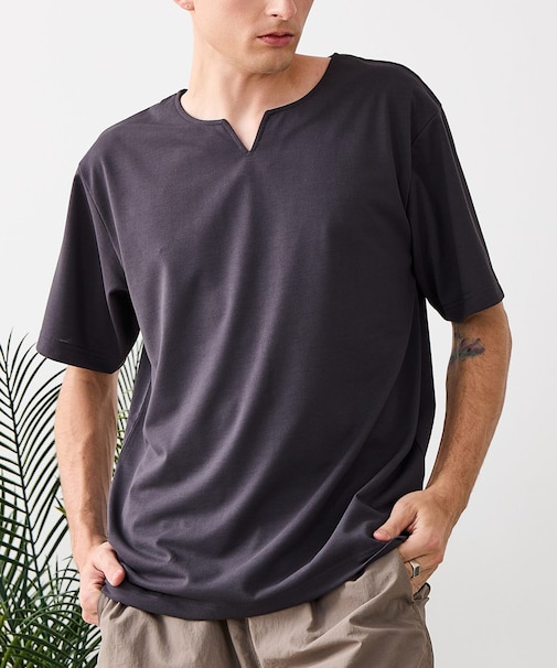 【HEAT BLOCKER/ヒートブロッカー】【まるで着る日傘！遮熱＆UVカット】コットンライク キーネックTシャツ 吸水速乾 アンチピリング イージーケア ユニセックス