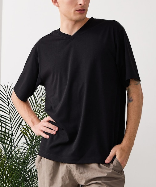【HEAT BLOCKER/ヒートブロッカー】【まるで着る日傘!遮熱&UVカット】コットンライク VネックTシャツ 吸水速乾 アンチピリング イージーケア ユニセックス