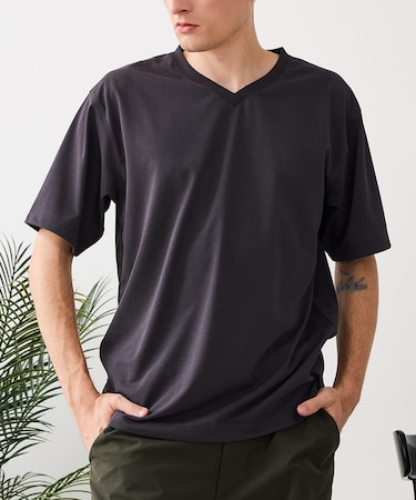 【HEAT BLOCKER/ヒートブロッカー】【まるで着る日傘！遮熱＆UVカット】コットンライク VネックTシャツ 吸水速乾 アンチピリング イージーケア ユニセックス
