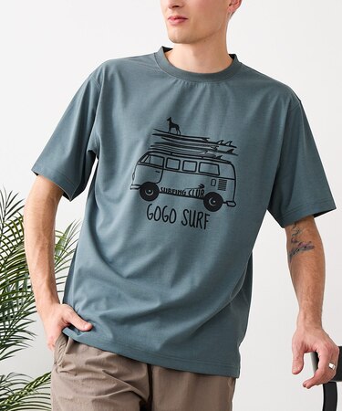 【HEAT BLOCKER/ヒートブロッカー】【まるで着る日傘!遮熱&UVカット】コットンライク プリントTシャツ レトロサーフ 吸水速乾 アンチピリング イージーケア ユニセックス
