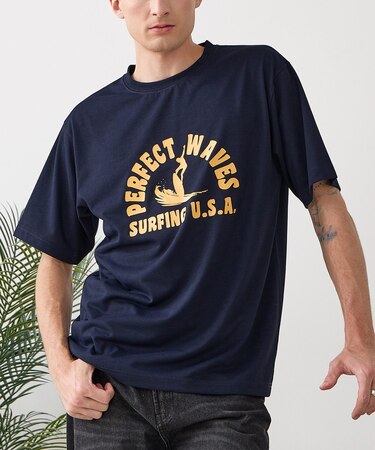 【HEAT BLOCKER/ヒートブロッカー】【まるで着る日傘！遮熱＆UVカット】コットンライク プリントTシャツ レトロサーフ 吸水速乾 アンチピリング イージーケア ユニセックス