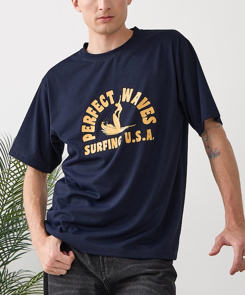 【HEAT BLOCKER/ヒートブロッカー】【まるで着る日傘！遮熱＆UVカット】コットンライク プリントTシャツ レトロサーフ 吸水速乾 アンチピリング イージーケア ユニセックス