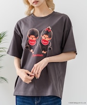 【Monchhichi/モンチッチ】【限定オリジナルデザイン】モンチッチ Tシャツ コットン100% ドロップショルダーシルエット プリント サガラ刺繍 半袖 カットソー キャラクター レトロ ユニセックス