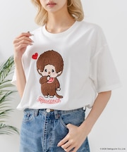 【Monchhichi/モンチッチ】【限定オリジナルデザイン】モンチッチ Tシャツ コットン100% ドロップショルダーシルエット プリント サガラ刺繍 半袖 カットソー キャラクター レトロ ユニセックス