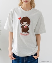 【Monchhichi/モンチッチ】【限定オリジナルデザイン】モンチッチ Tシャツ コットン100% ドロップショルダーシルエット プリント サガラ刺繍 半袖 カットソー キャラクター レトロ ユニセックス