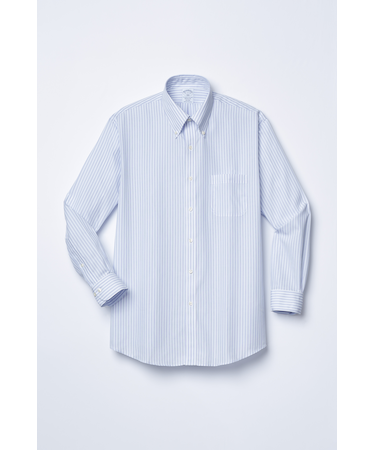 長袖　ノンアイロン　ブロードクロス　ストライプドレスシャツ