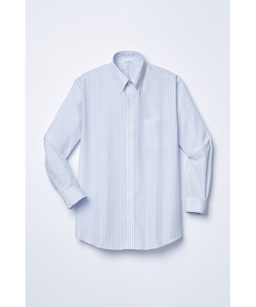 長袖　ノンアイロン　ブロードクロス　ストライプドレスシャツ