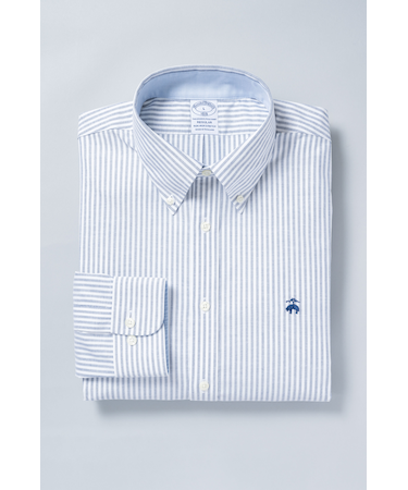 長袖　ノンアイロン　ストレッチオックスフォード　GFロゴスポーツシャツ