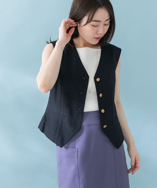 SHIPS別注】Pheeta:〈手洗い可能〉ピンタック ショート ベスト