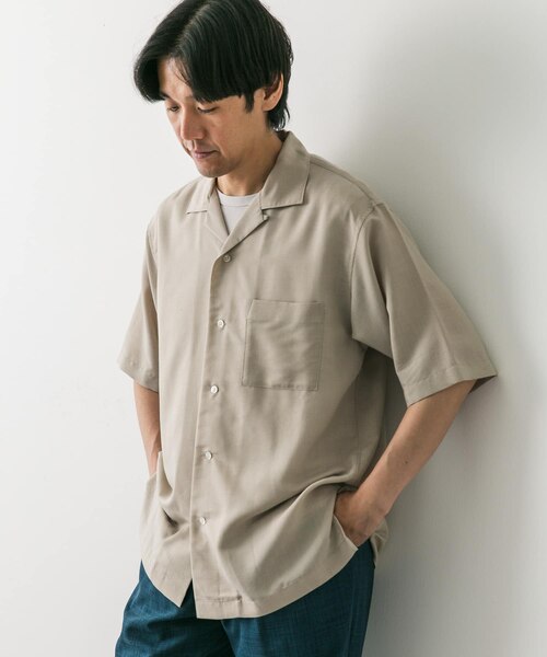 apresse シルクリネン オープン カラー チェックシャツ　サイズ3 apresse シルクリネン オープン カラー チェックシャツ サイズ3