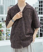 Batik Print Open Collar shirts